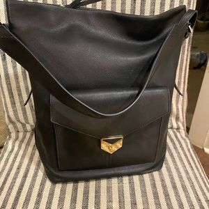 Stella & Dot | Black Leather Covet Bucket Bag